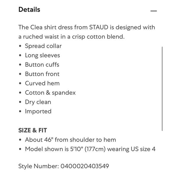 STAUD Clea White Collared Midi Shirt Dress Minimalist Chic Resort Wear Small - Picture 11 of 14